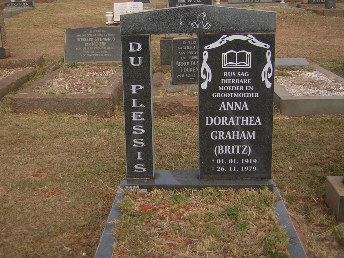 PLESSIS Anna Dorathea Graham, du nee BRITZ 1919-1979