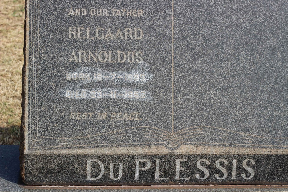 PLESSIS Helgaard Arnoldus, du 1899-1958