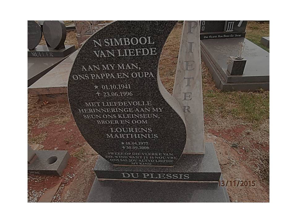 PLESSIS Pieter, du 1941-1996 :: DU PLESSIS Lourens Marthinus 1977-2008