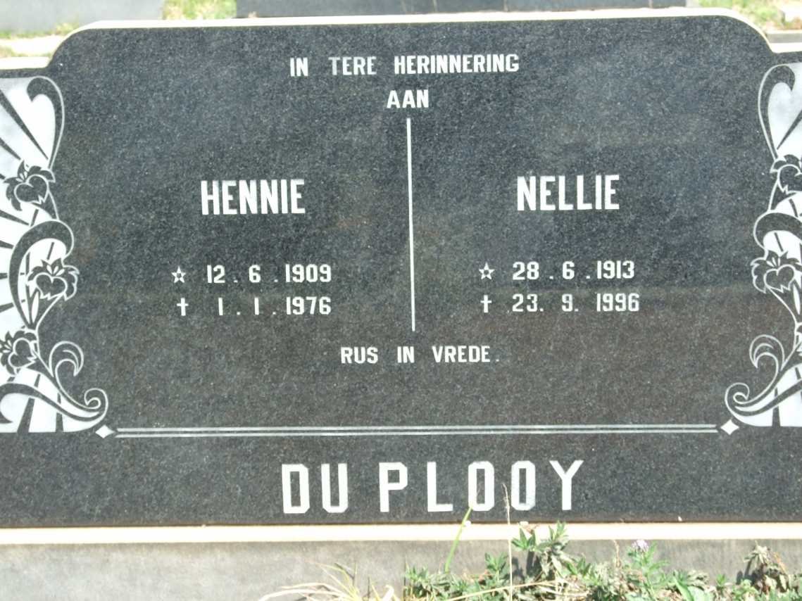 PLOOY Hennie, du 1909-1976 &amp; Nellie 1913-1996