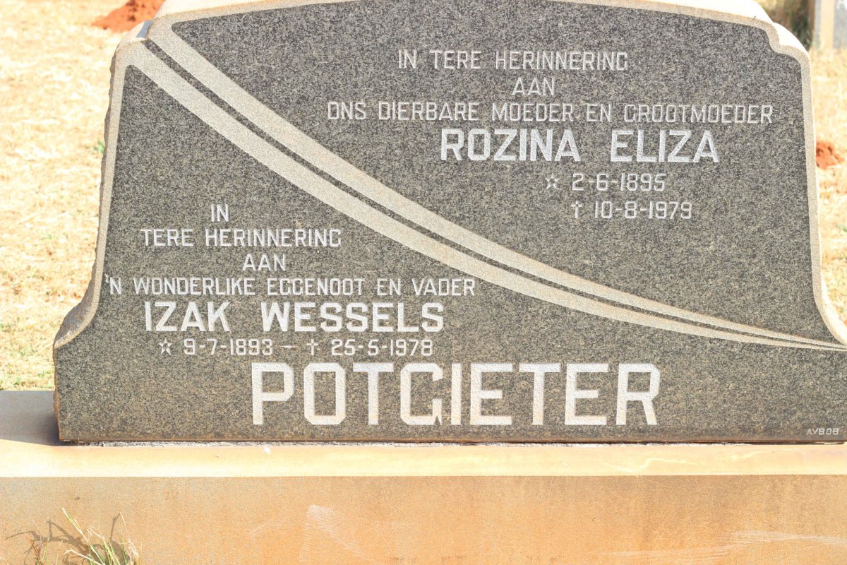 POTGIETER Izak Wessels 1893-1978 &amp; Rozina Eliza 1895-1979