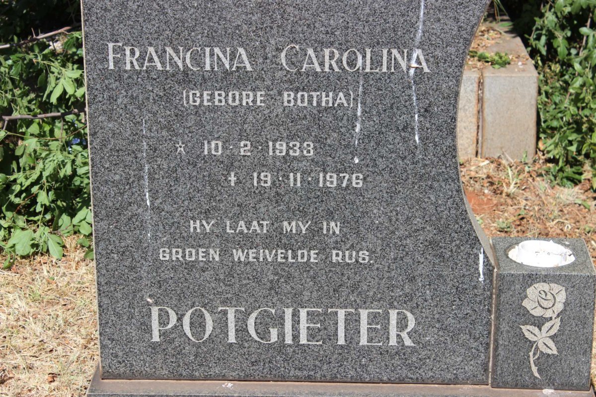 POTGIETER Francina Carolina nee BOTHA 1933-1976