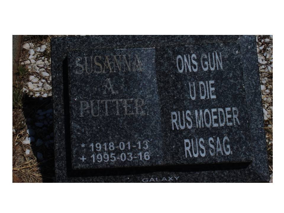 PUTTER Susanna A. 1918-1995