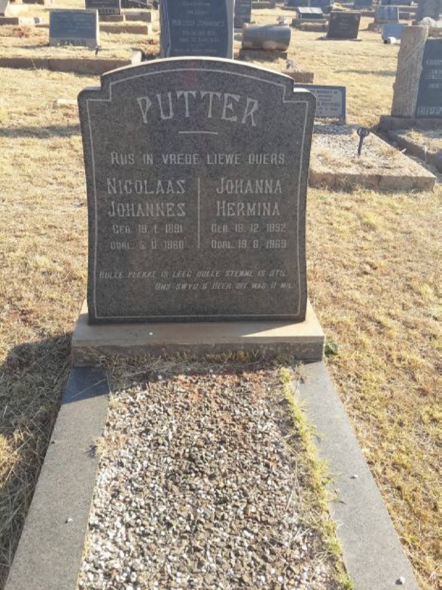 PUTTER Nicolaas Johannes 1891-1966 &amp; Johanna Hermina 1892-1969