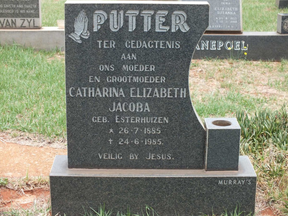 PUTTER Catharina Elizabeth Jacoba nee ESTERHUIZEN 1885-1985