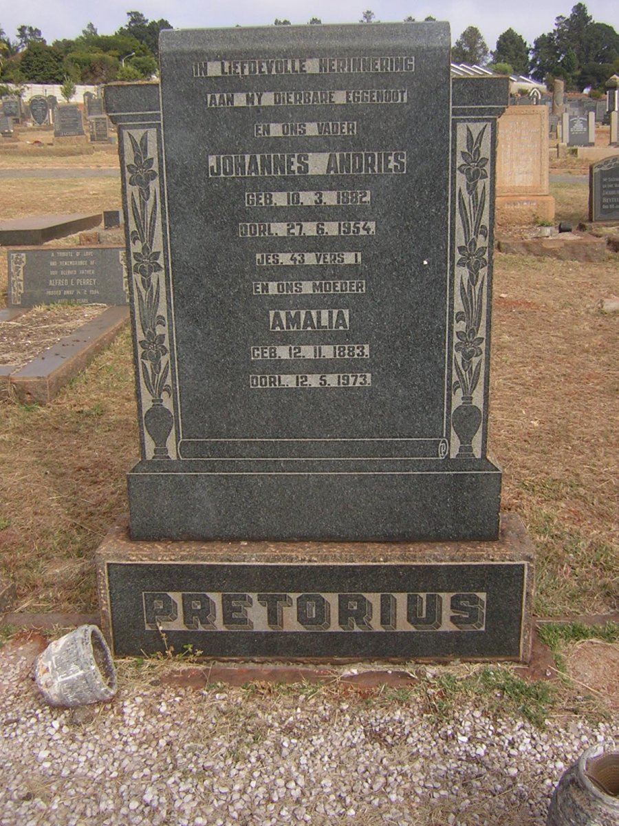 PRETORIUS Johannes Andries 1882-1954 &amp; Amalia 1883-1973