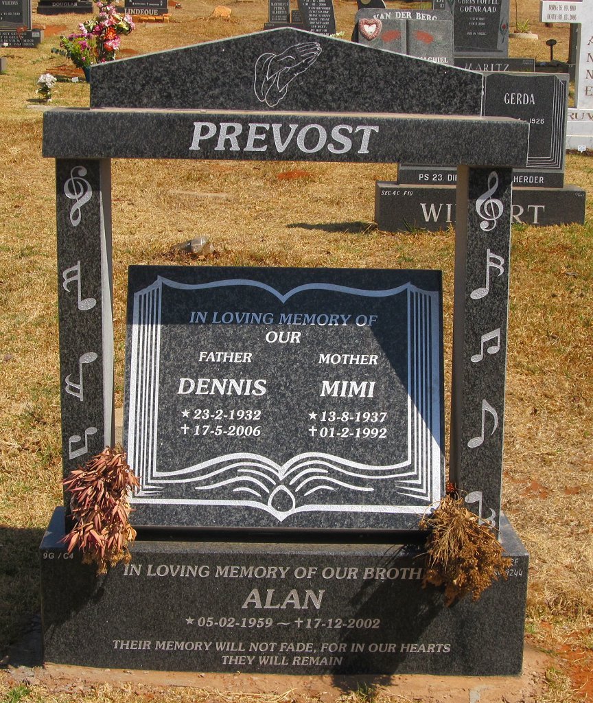 PREVOST Dennis 1932-2006 &amp; Mimi 1937-1992 :: PREVOST Alan 1959-2002