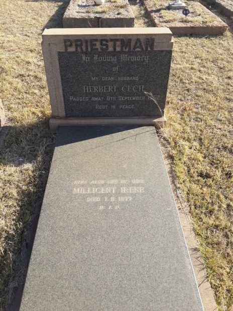 PRIESTMAN Herbert Cecil -1962 &amp; Millicent Irene -1977