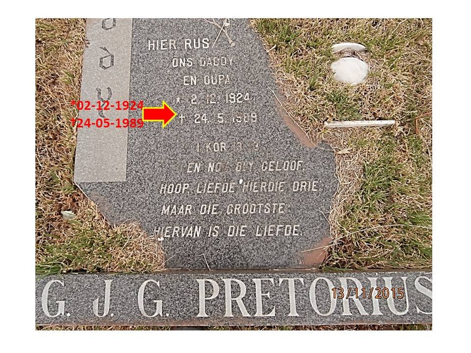 PRETORIUS G.J.G. 1924-1989