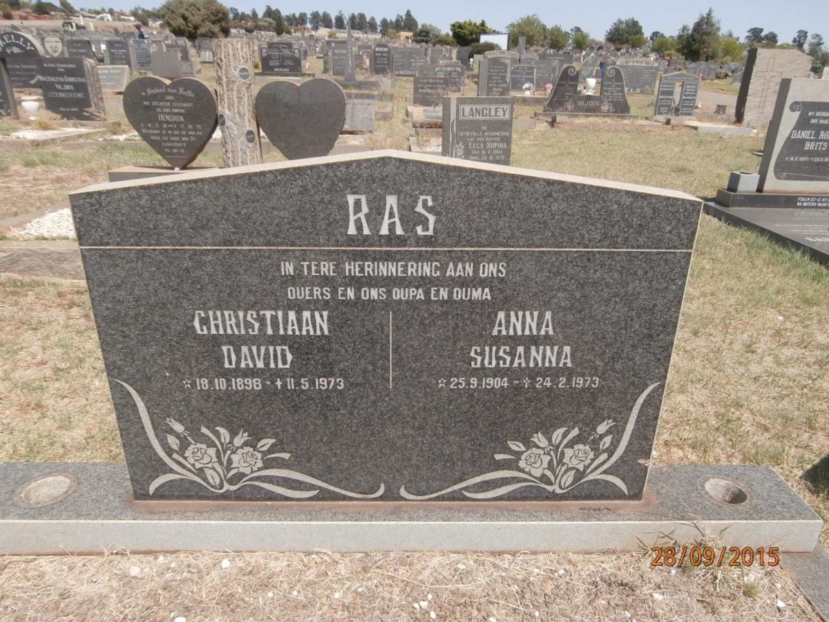 RAS Christiaan David 1898-1973 &amp; Anna Susanna 1904-1973