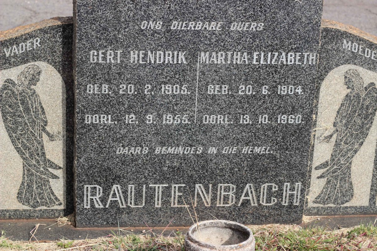 RAUTENBACH Gert Hendrik 1905-1955 &amp; Martha Elizabeth 1904-1960