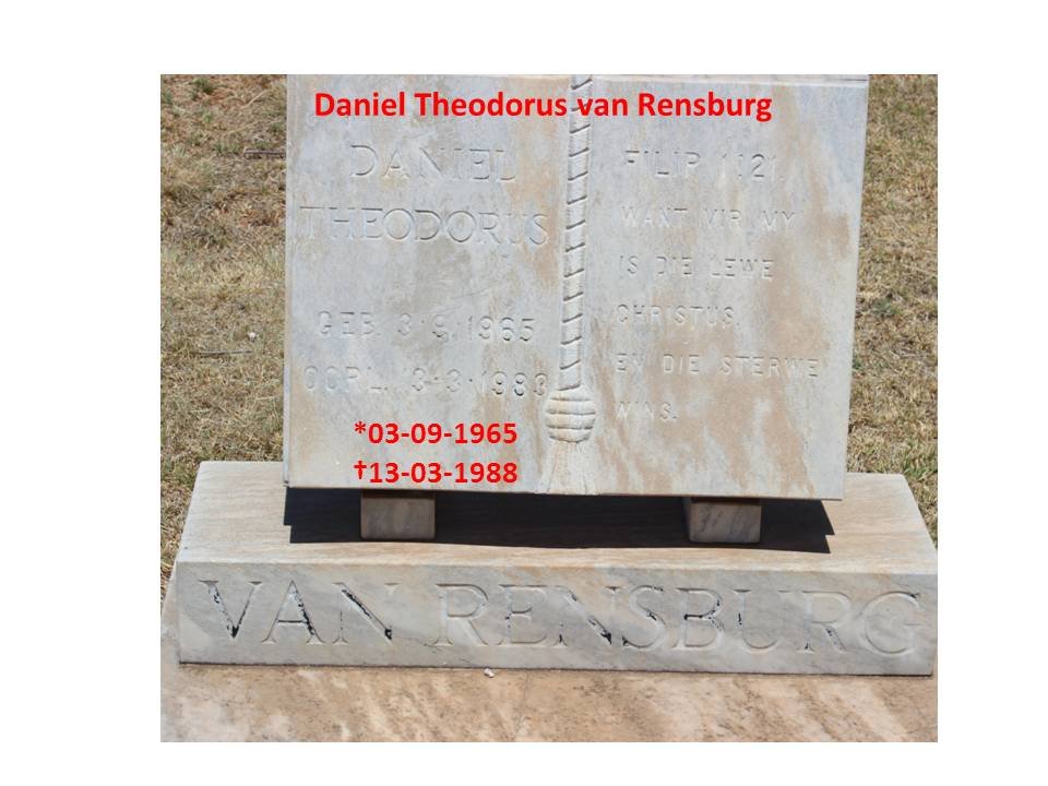 RENSBURG Daniel Theodorus, van 1965-1988