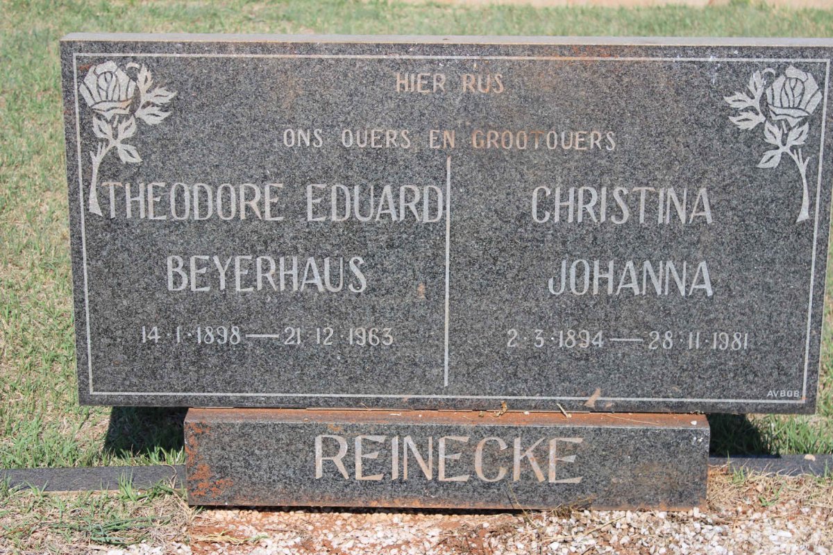 REINECKE Theodore Eduard Beyerhaus 1898-1963 &amp; Christina Johanna 1894-1981