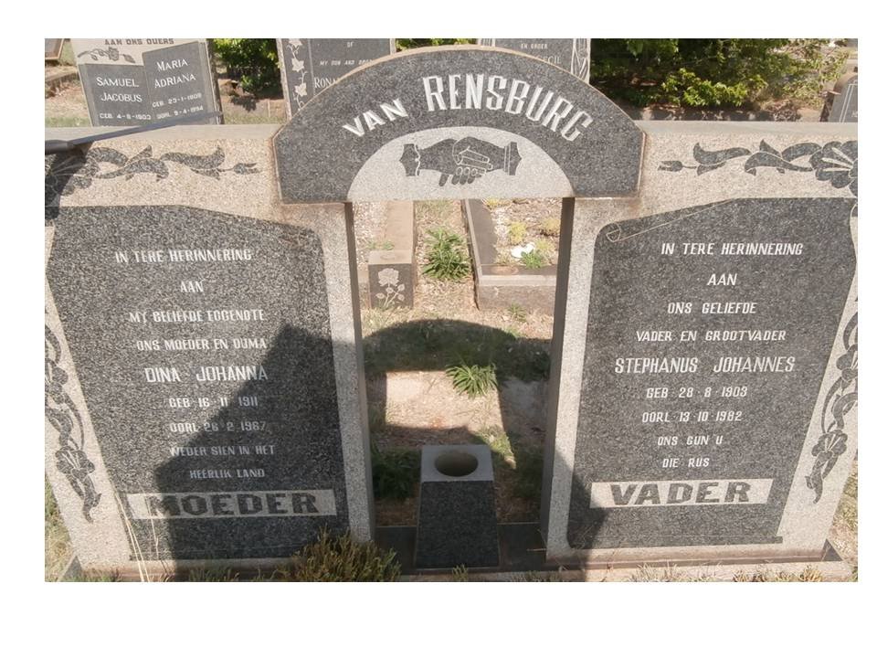 RENSBURG Stephanus Johannes, van 1903-1982 &amp; Dina Johanna 1911-1967