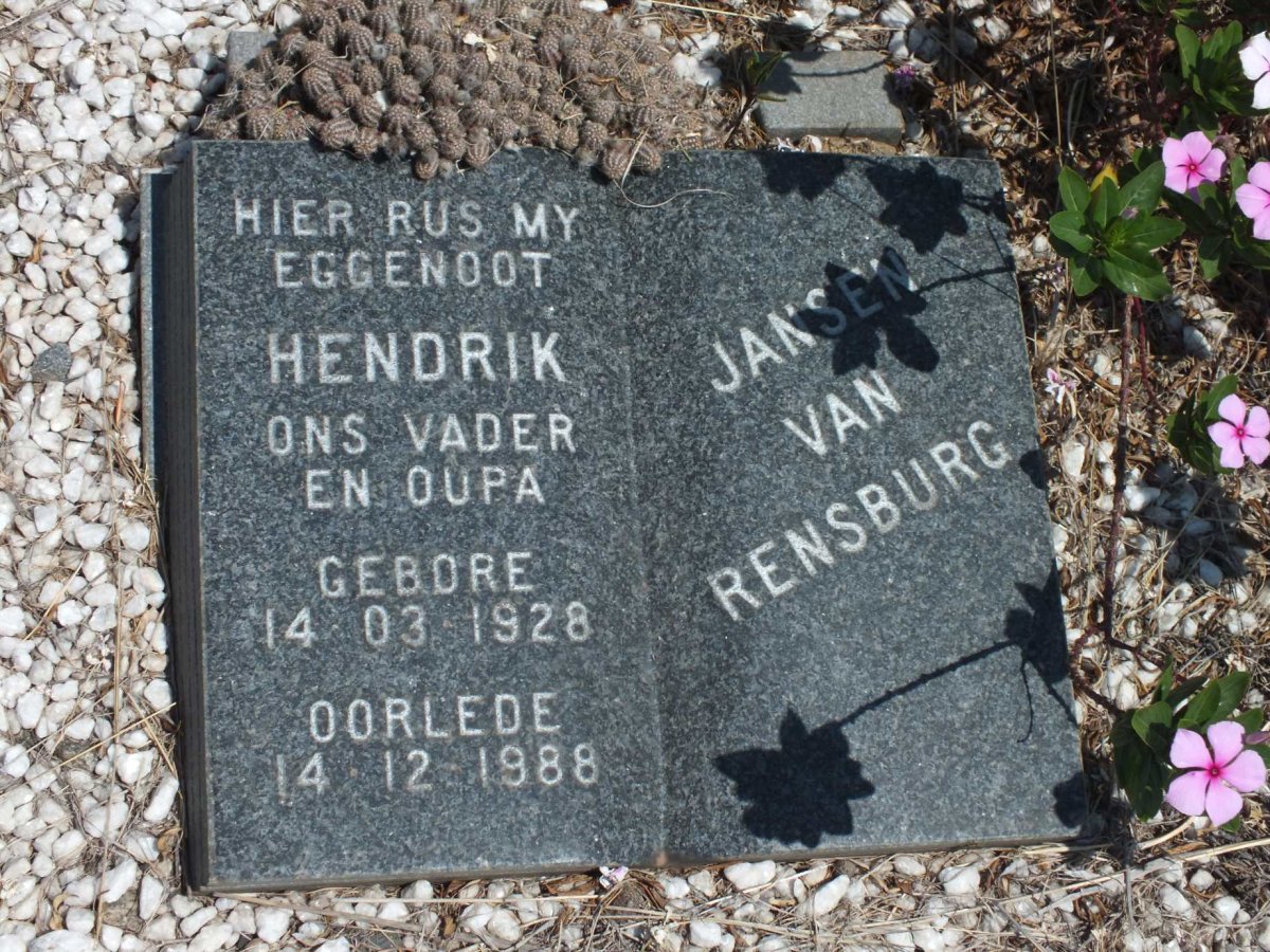 RENSBURG Hendrik, Jansen van 1928-1988