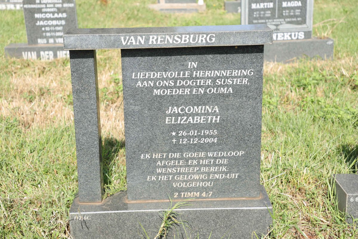 RENSBURG Jacomina Elizabeth, van 1955-2004