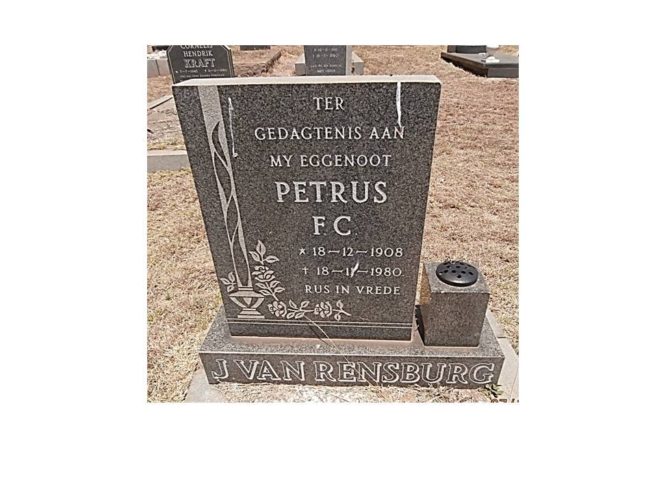 RENSBURG Petrus F.C., J. van 1908-1980