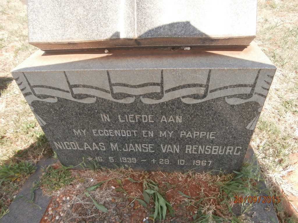 RENSBURG Nicolaas M., Janse van 1939-1967