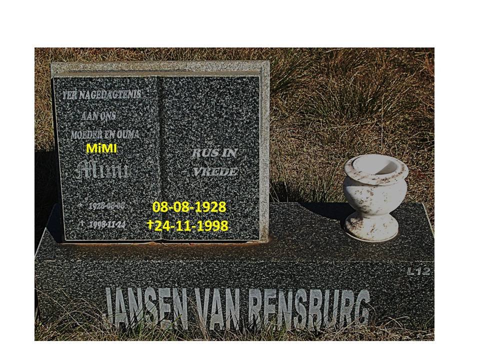 RENSBURG Mimi, Jansen van 1928-1998