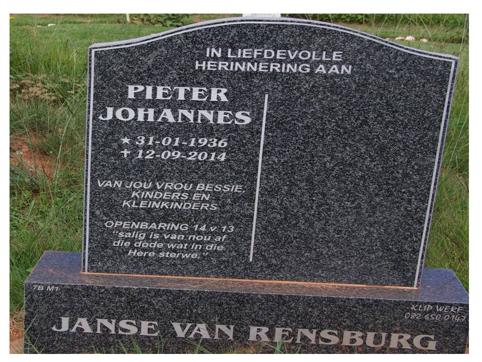 RENSBURG Pieter Johannes, Janse van 1936-2014
