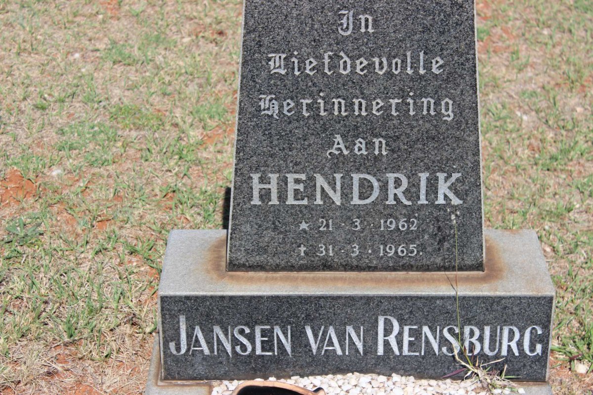 RENSBURG Hendrik, Jansen van 1962-1965