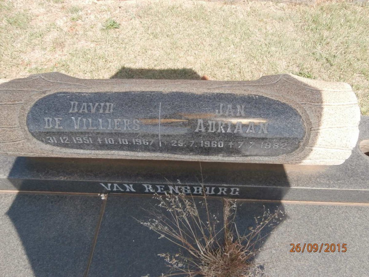 RENSBURG David de Villiers, van 1951-1967 :: VAN RENSBURG Jan Adriaan 1960-1982