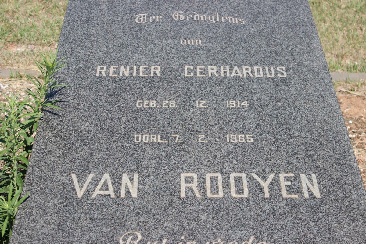 ROOYEN Renier Gerhardus, van 1914-1965