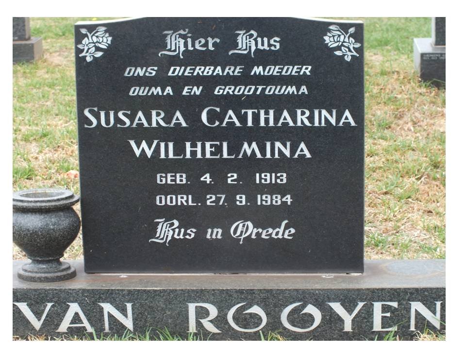ROOYEN Susara Catharina Wilhelmina, van 1913-1984