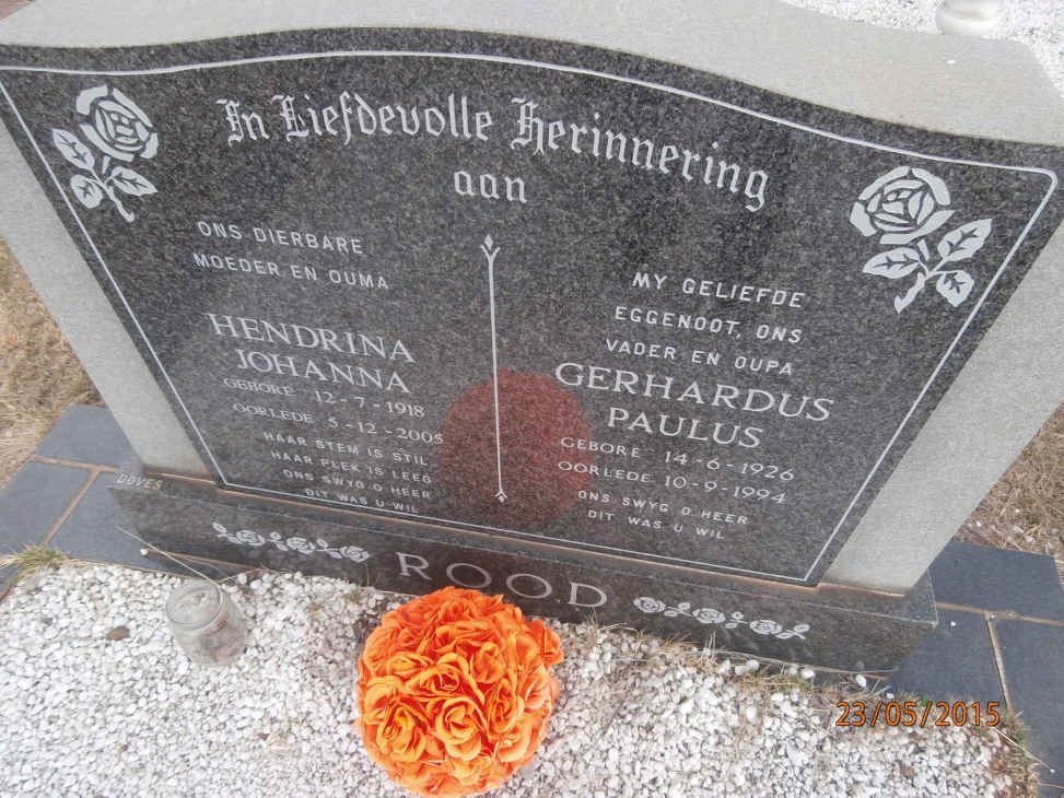 ROOD Gerhardus Paulus 1926-1994 &amp; Hendrina Johanna 1918-2005
