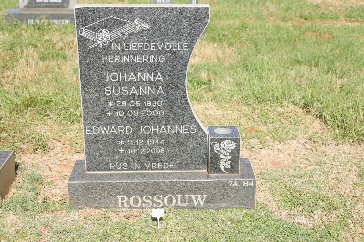 ROSSOUW Johanna Susanna 1930-2000 :: ROSSOUW Edward Johannes 1944-2006