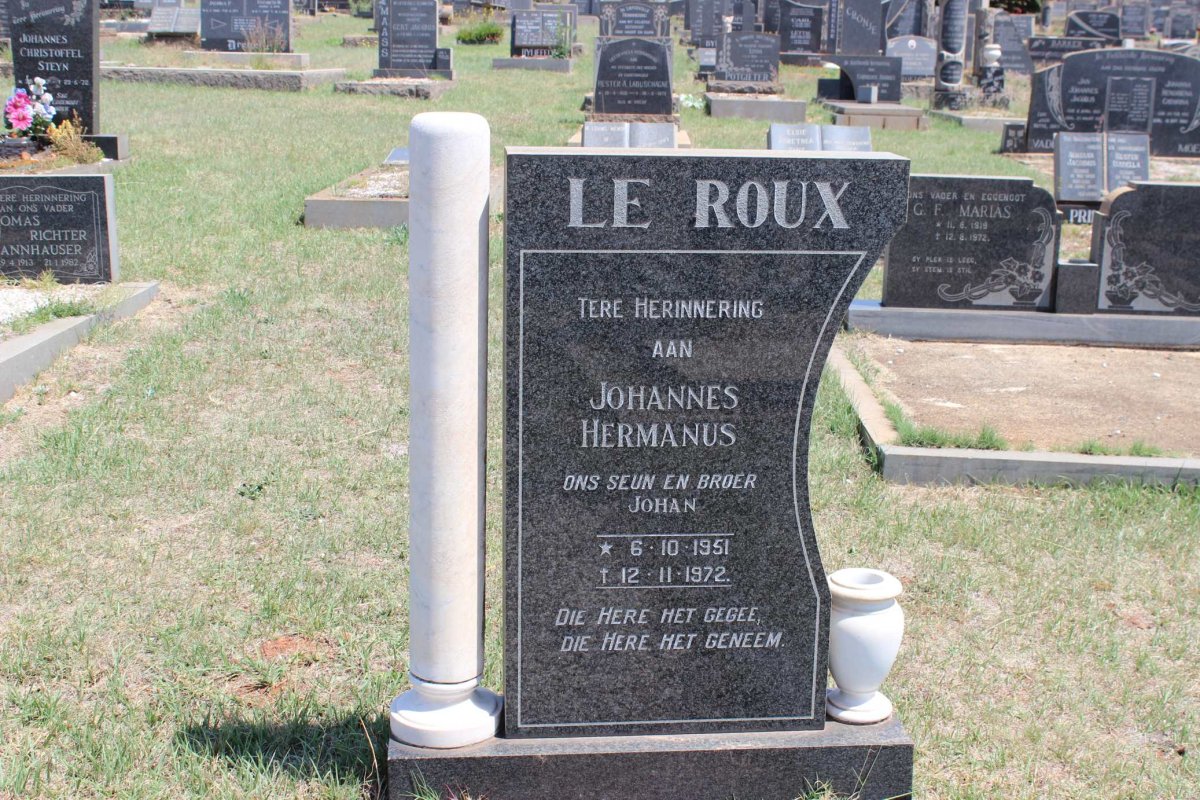ROUX Johannes Hermanus, le 1951-1972