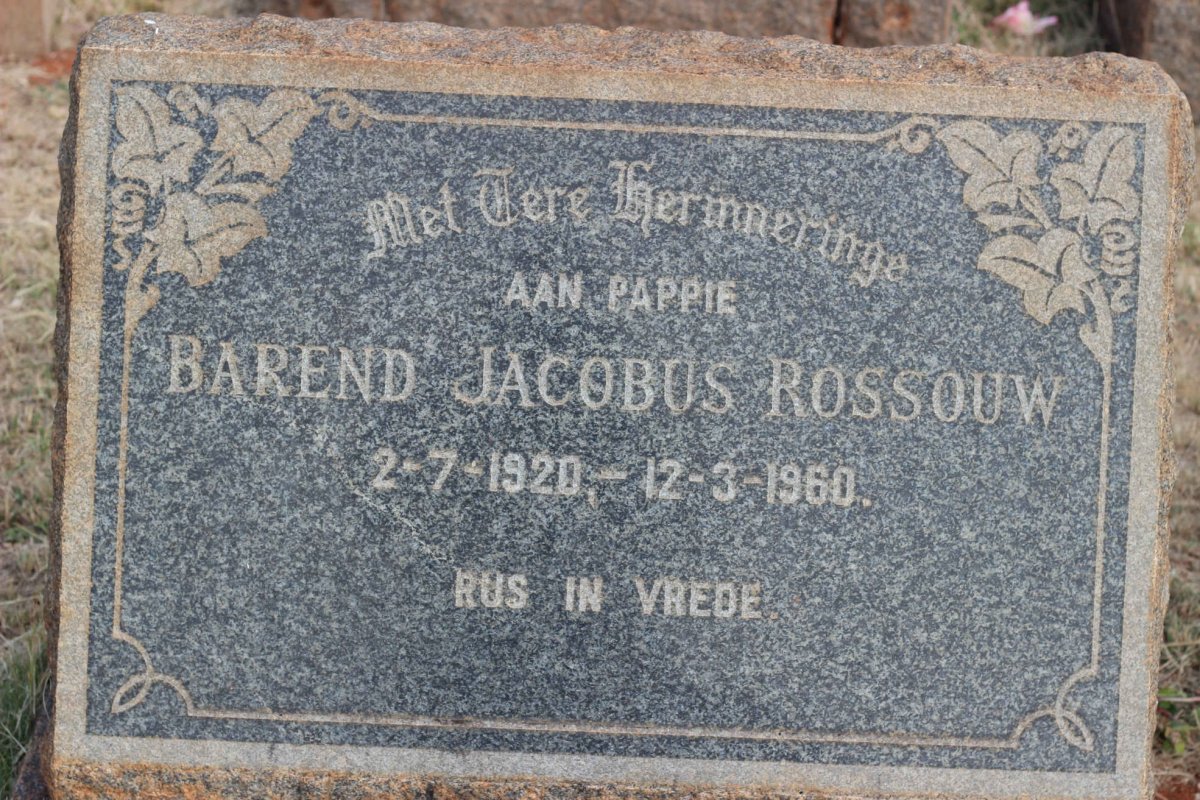 ROSSOUW Barend Jacobus 1920-1960