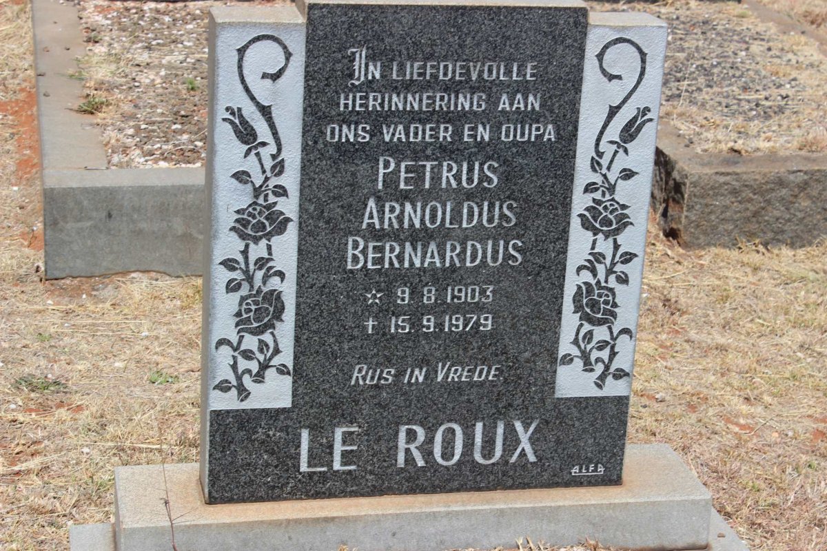 ROUX Petrus Arnoldus Bernardus, le 1903-1979