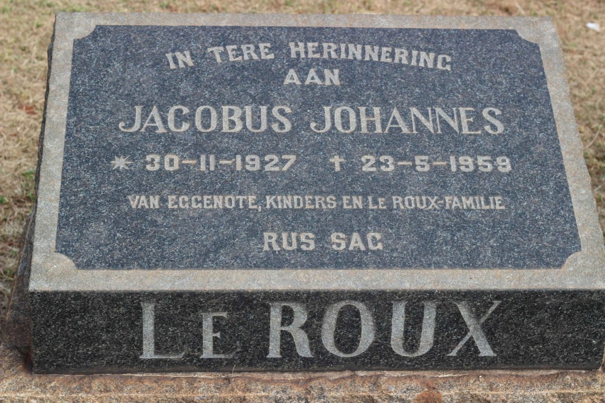 ROUX Jacobus Johannes, le 1927-1959