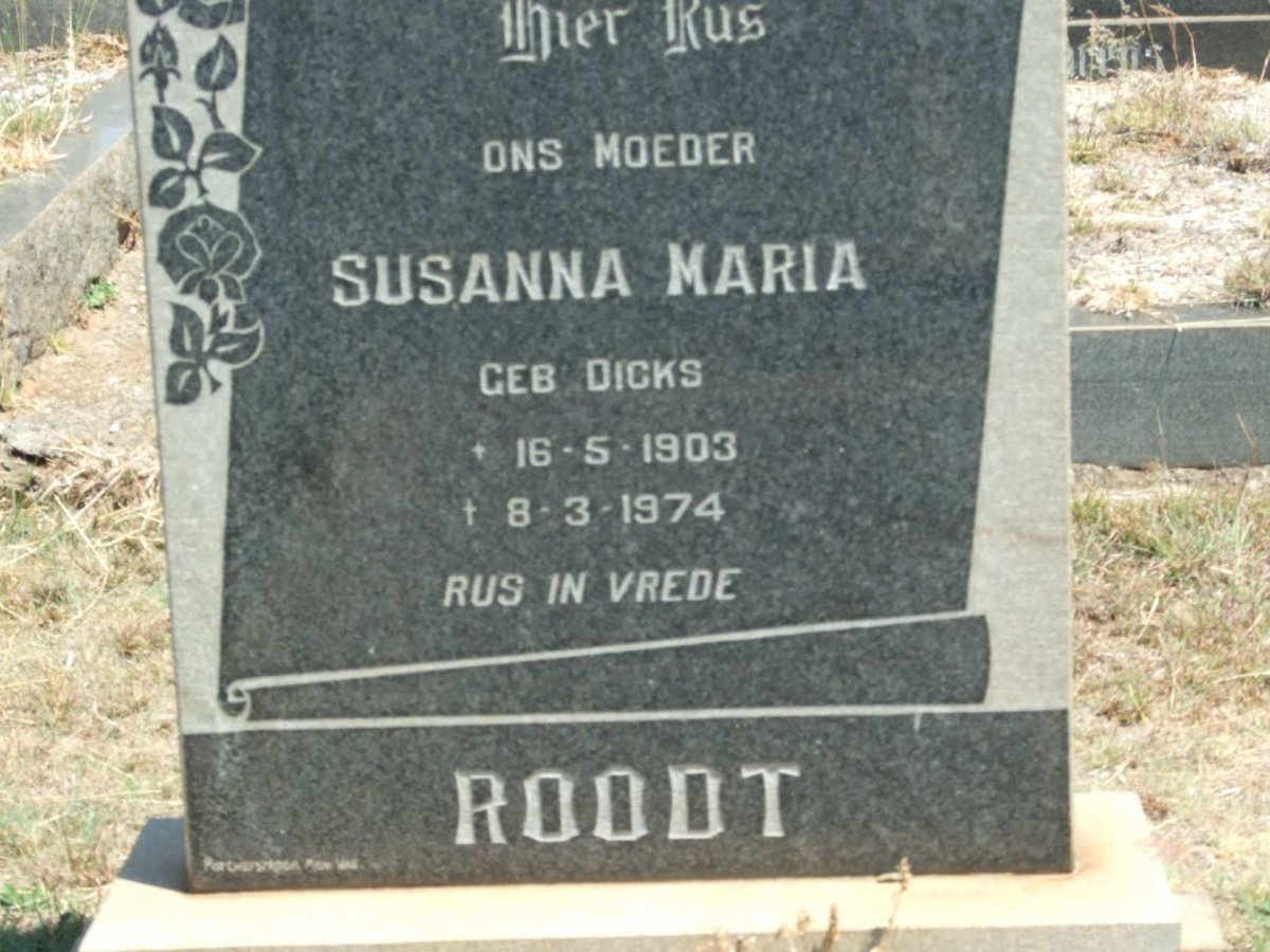 ROODT Susanna Maria nee DICKS 1903-1974