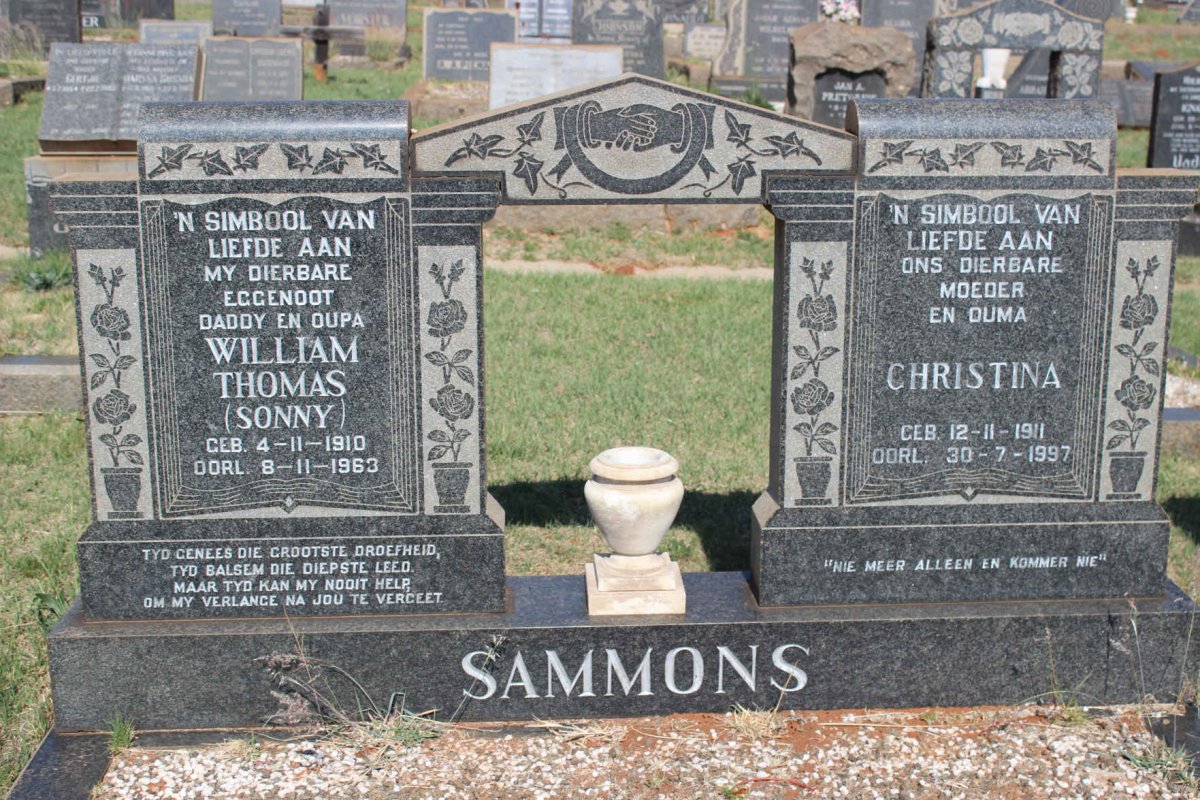 SAMMONS William Thomas 1910-1963 &amp; Christina 1911-1997