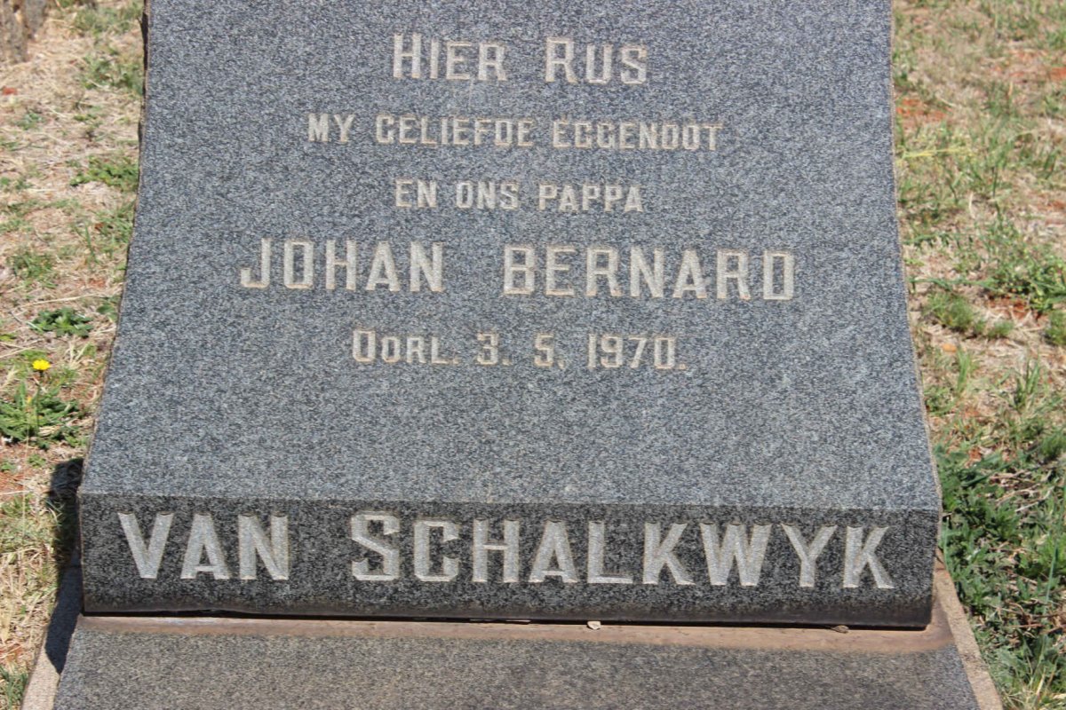 SCHALKWYK Johan Bernard, van -1970