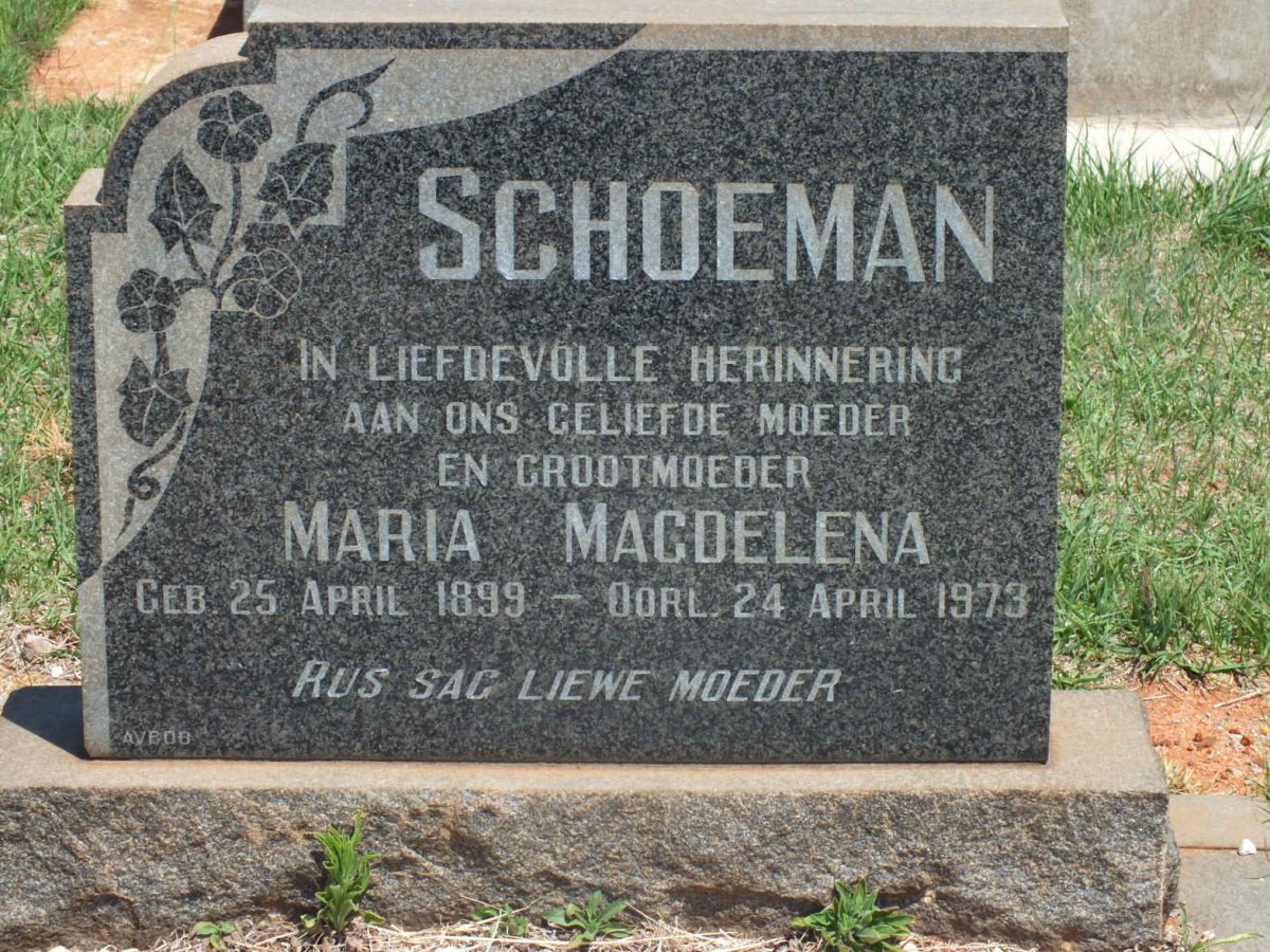 SCHOEMAN Maria Magdelena 1899-1973