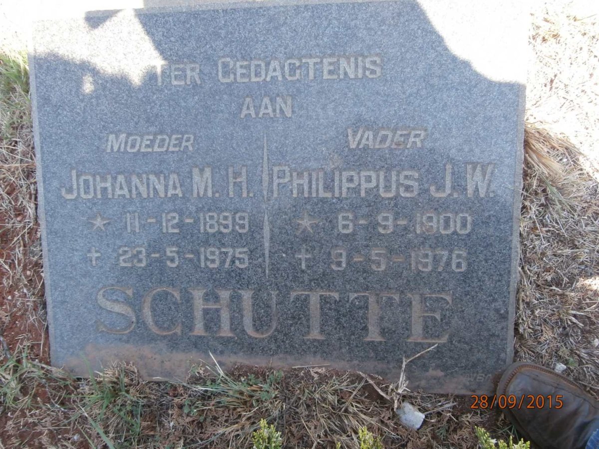 SCHUTTE Philippus J.W. 1900-1976 &amp; Johanna M.H. 1899-1975