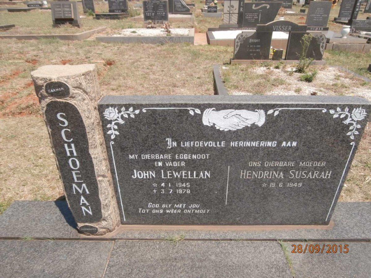 SCHOEMAN John Lewellan 1945-1978 &amp; Hendrina Susarah 1949-