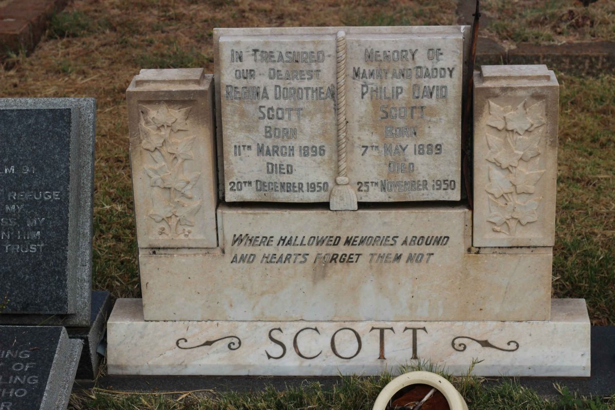 SCOTT Philip David 1889-1950 &amp; Regina Dorothea 1896-1950