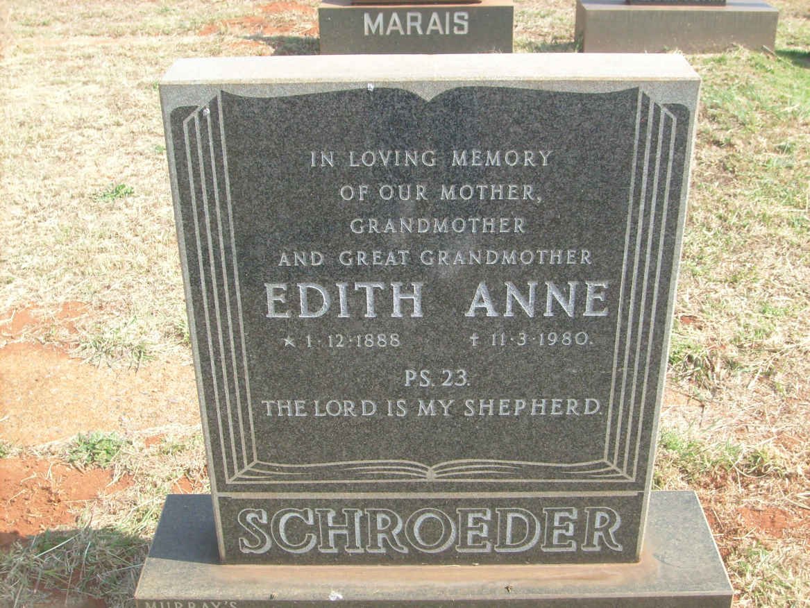 SCHROEDER Edith Anne 1888-1980
