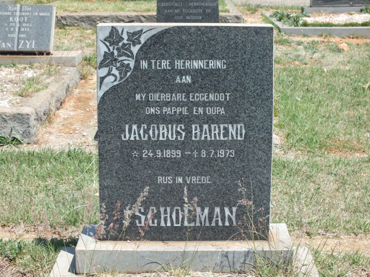 SCHOEMAN Jacobus Barend 1899-1973