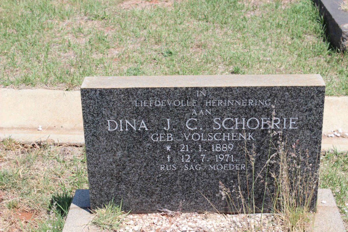 SCHOERIE Dina J.C. nee VOLSCHENK 1889-1971
