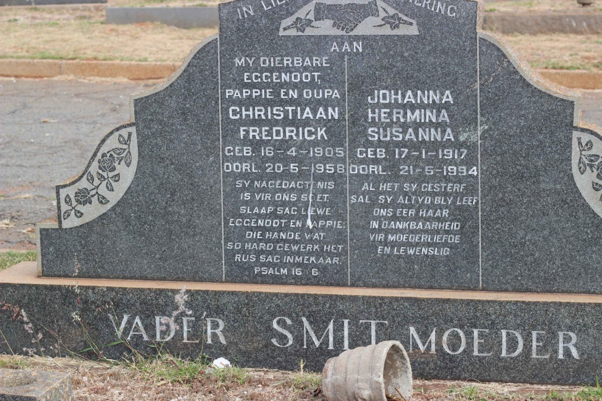 SMIT Christiaan Fredrick 1905-1958 &amp; Johanna Hermina Susanna 1917-1994