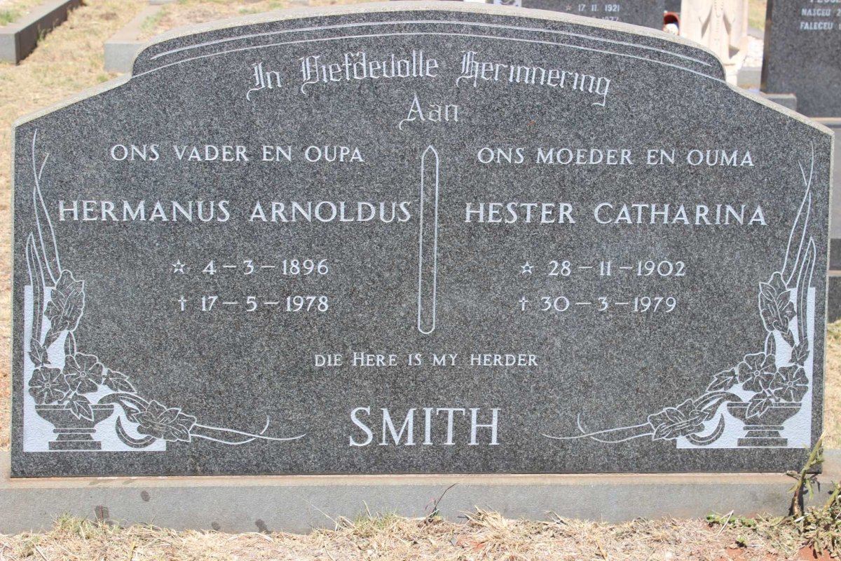 SMITH Hermanus Arnoldus 1896-1978 &amp; Hester Catharina 1902-1979