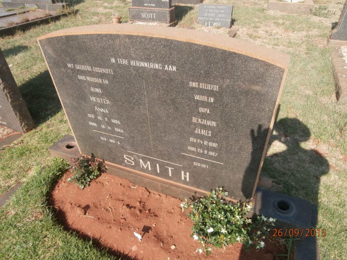 SMITH Benjamin James 1882-1967 &amp; Hester Anna 1885-1965