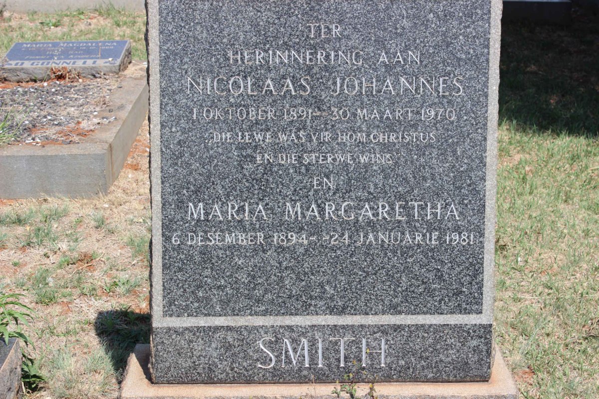 SMITH Nicolaas Johannes 1891-1970 &amp; Maria Margaretha 1894-1981