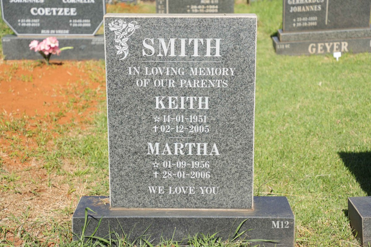 SMITH Keith 1951-2005 &amp; Martha 1956-2006