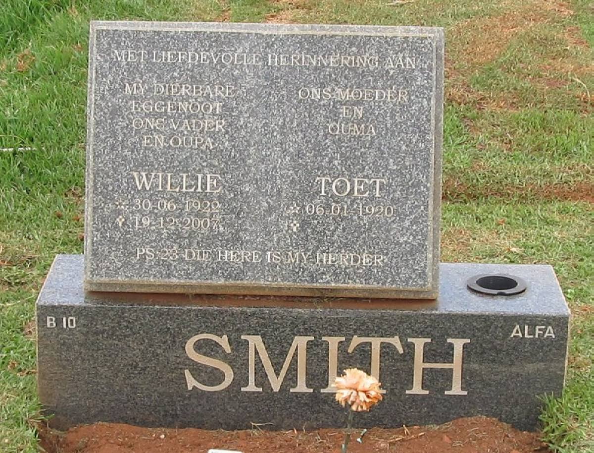 SMITH Willie 1922-2007 &amp; Toet 1920-